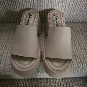Free People Beige Wedge Sandals